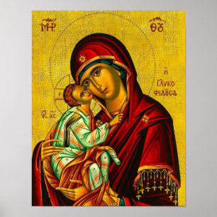Impresión de icono de la Virgen Theotokos María y 