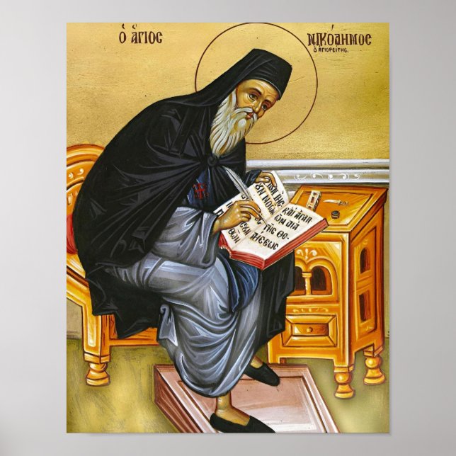 Impresión de icono ortodoxo de San Nicodemo el Hag (Frente)