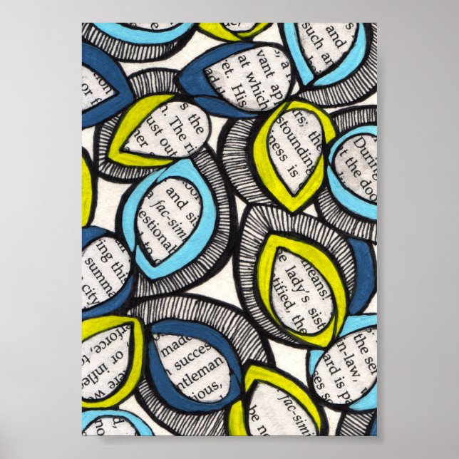 Impresión de Ilustracion de medios mixtos de hojas (Frente)