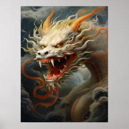 Impresión de Ilustracion majestuoso de dragón orie