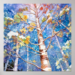 Impresión de invierno, árboles nevados, tierra de 