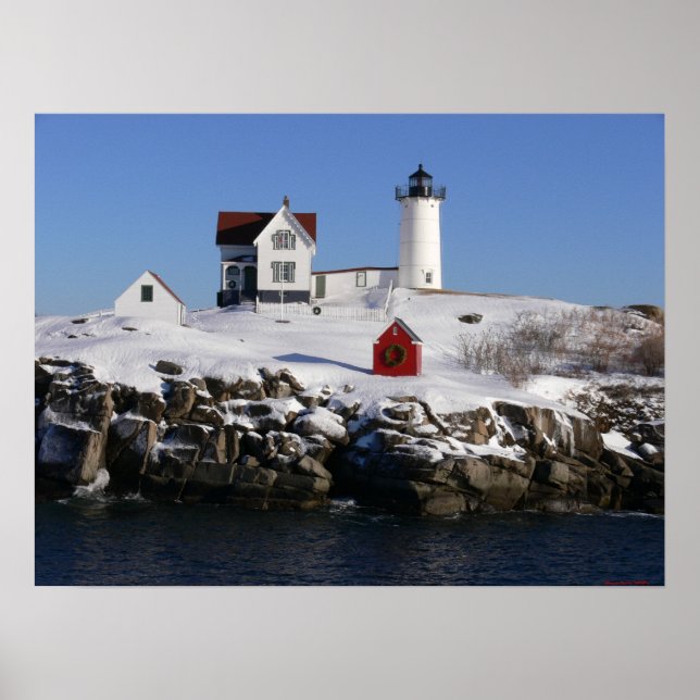 Impresión de invierno en el faro de Cape Neddick ( (Frente)