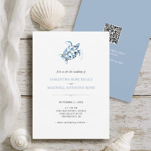 Impresión de invitaciones a bodas de playa con cód