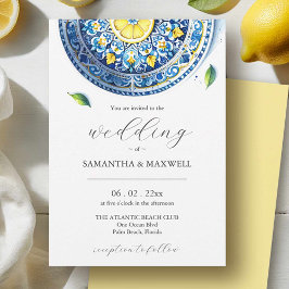 Impresión de invitaciones de casamiento azul y ama