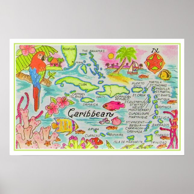Impresión de islas coloridamente ilustradas (Frente)
