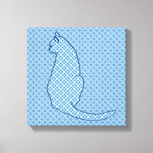 Impresión de kimono azul para gato japonés