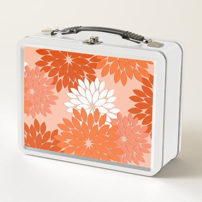 Impresión de kimono floral moderna, Naranja de cor (Anverso)