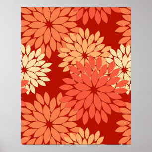 Impresión de kimono floral moderna, Naranja mandar