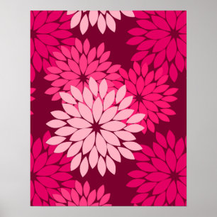 Impresión de kimono floral moderna, rosa coral y b