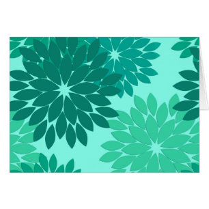Impresión de kimono floral moderna, turquesa, Verd