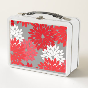 Impresión de kimono floral moderno, rojo coral y g