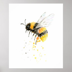 Impresión de la abeja de la miel de la acuarela