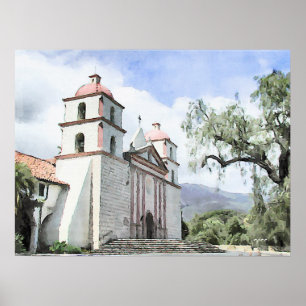 Impresión de la acuarela de Santa Barbara de la