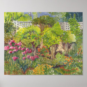 Impresión de la acuarela del jardín de Jane Austen
