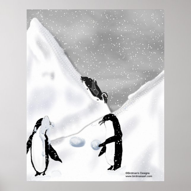 Impresión de la batalla de bolas de nieve en pingü (Frente)