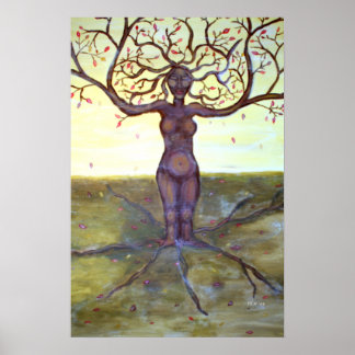 Impresión de la diosa del árbol "arraigada"