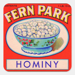 Impresión de la etiqueta de grits hominy de Fern P