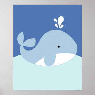 Impresión de la guardería de ballena azul y gris