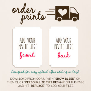 Impresión de la invitación de boletos de 5 x 7"