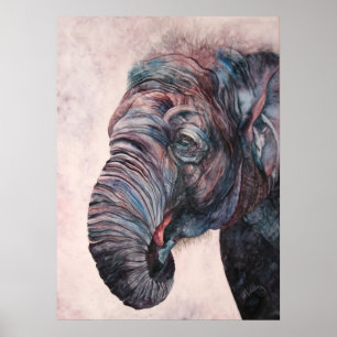 Impresión de la lona de la acuarela del elefante