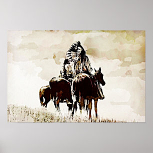 Impresión de la lona de los guerreros de Cheyenne