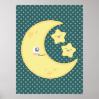 Impresión de la luna de Kawaii y la Poster de estr