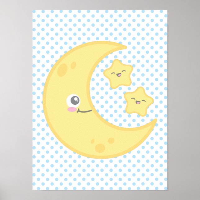 Impresión de la luna de Kawaii y la Poster de estr (Frente)