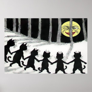 Impresión de la luna del gato negro