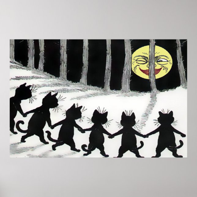 Impresión de la luna del gato negro (Frente)