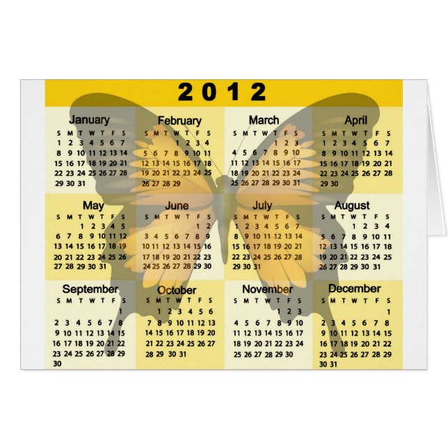 Impresión de la mariposa de 2012 calendarios (Anverso (Horizontal))