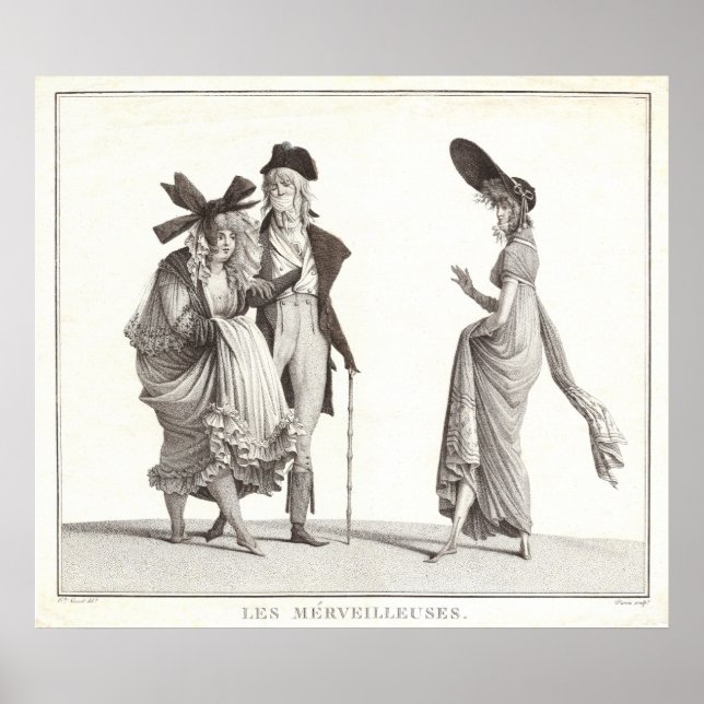 Impresión de la moda francesa antigua de Les Merve (Frente)