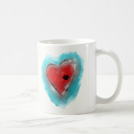 Impresión de la pata y taza del corazón de Andy