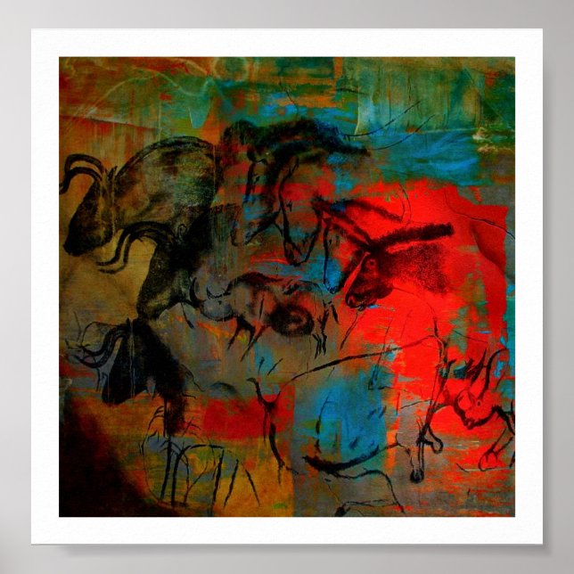 Impresión de la pintura de caballos de Chauvet (Frente)
