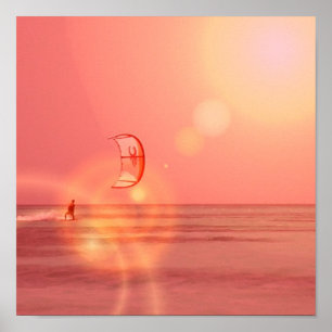 Impresión de la puesta del sol de Kiteboarder