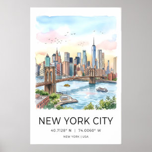 Impresión de la silueta de la ciudad de Nueva York