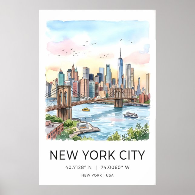 Impresión de la silueta de la ciudad de Nueva York (Frente)