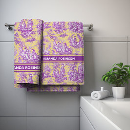 Impresión de la tela de jouy violeta amarilla