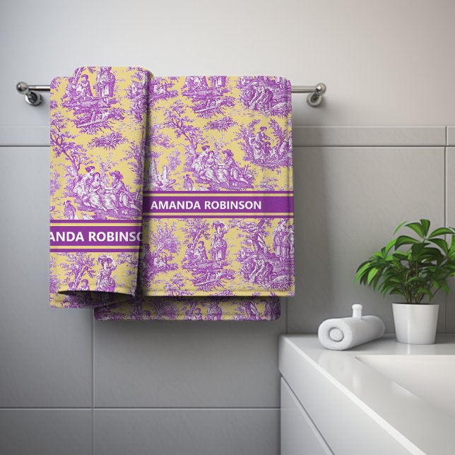 Impresión de la tela de jouy violeta amarilla (Subido por el creador)