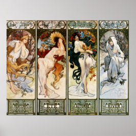 Impresión de las 4 estaciones de Alphonse Mucha