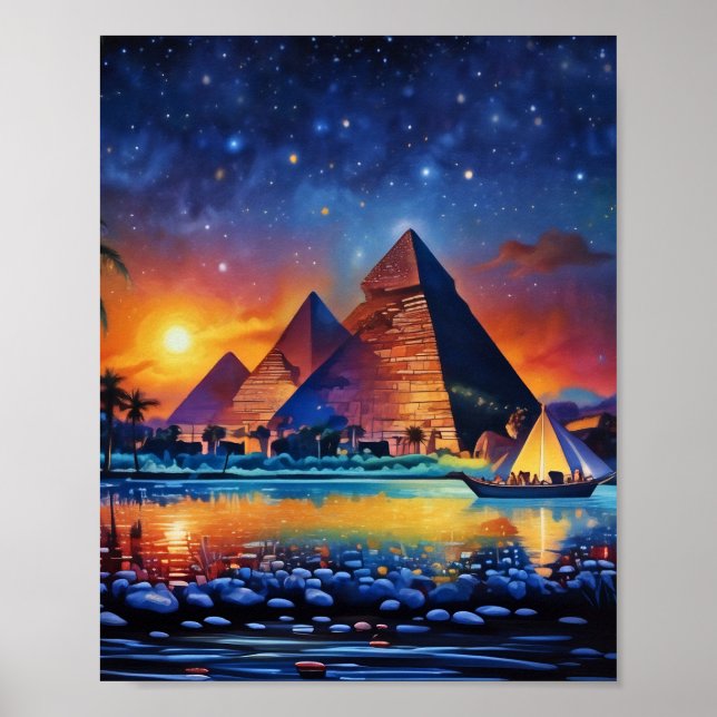 Impresión de las pirámides de Giza, papel Poster d (Frente)