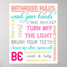 Impresión de las reglas modernas del baño