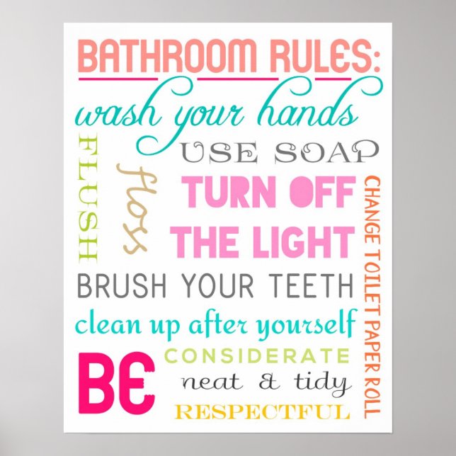 Impresión de las reglas modernas del baño (Frente)