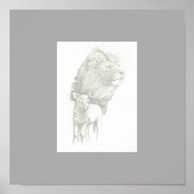 Impresión de león y cordero (Frente)