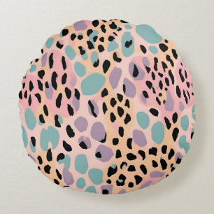 Impresión de leopardo de la almohada redonda Paste