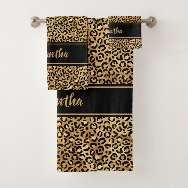Impresión de leopardo en oro negro Chic personaliz (In situ)