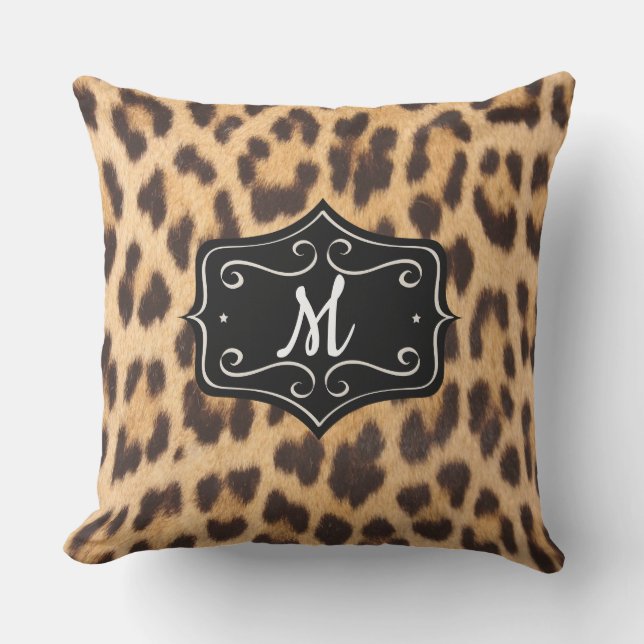 Impresión de leopardo monograma 20X20 almohada ext (Anverso)