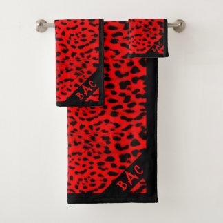 Impresión de leopardo rojo monograma