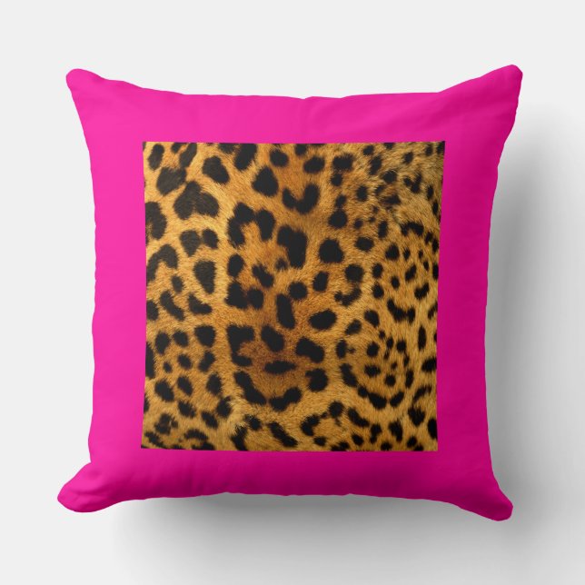 Impresión de leopardo y almohada rosa caliente en  (Anverso)