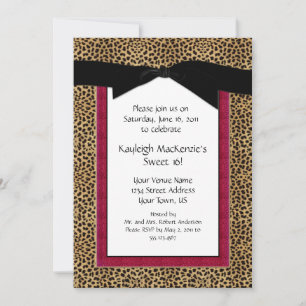 Impresión de leopardo y dulce rosa 16 invitaciones