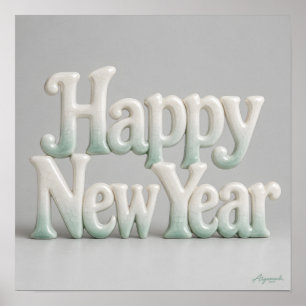 Impresión de letras de Feliz Año Nuevo en porcelan